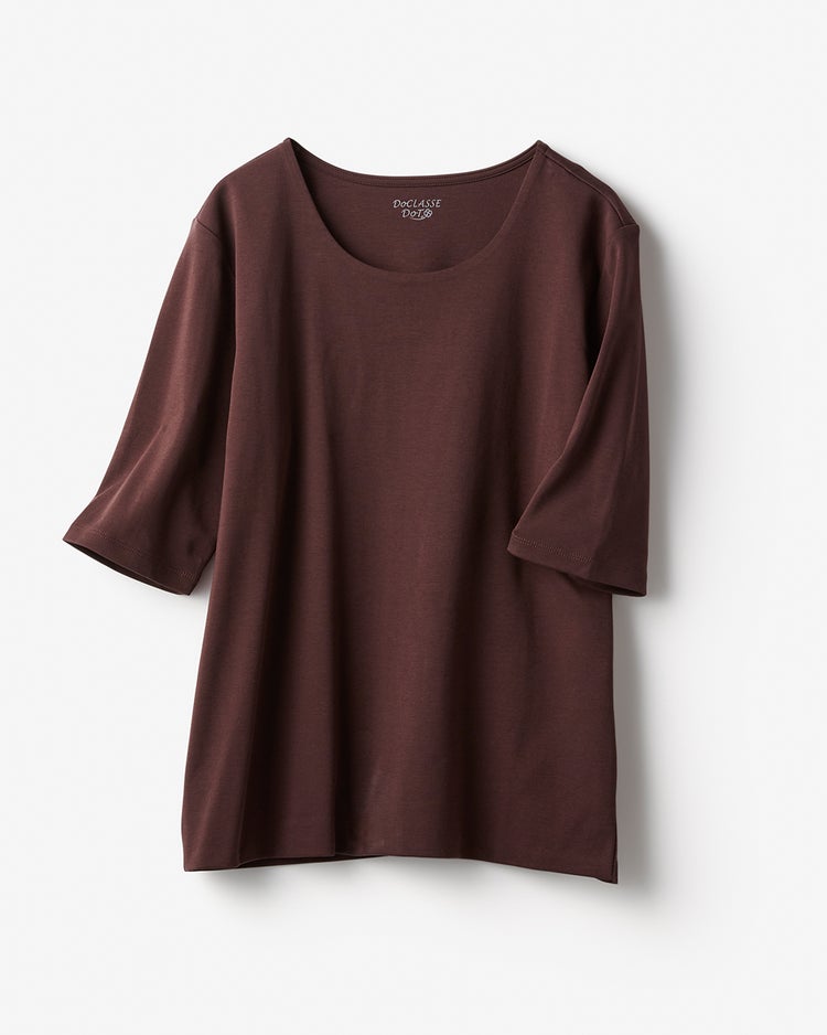 ジュエルネックN／5分袖・ドゥクラッセTシャツ 詳細画像 ダークブラウン 2