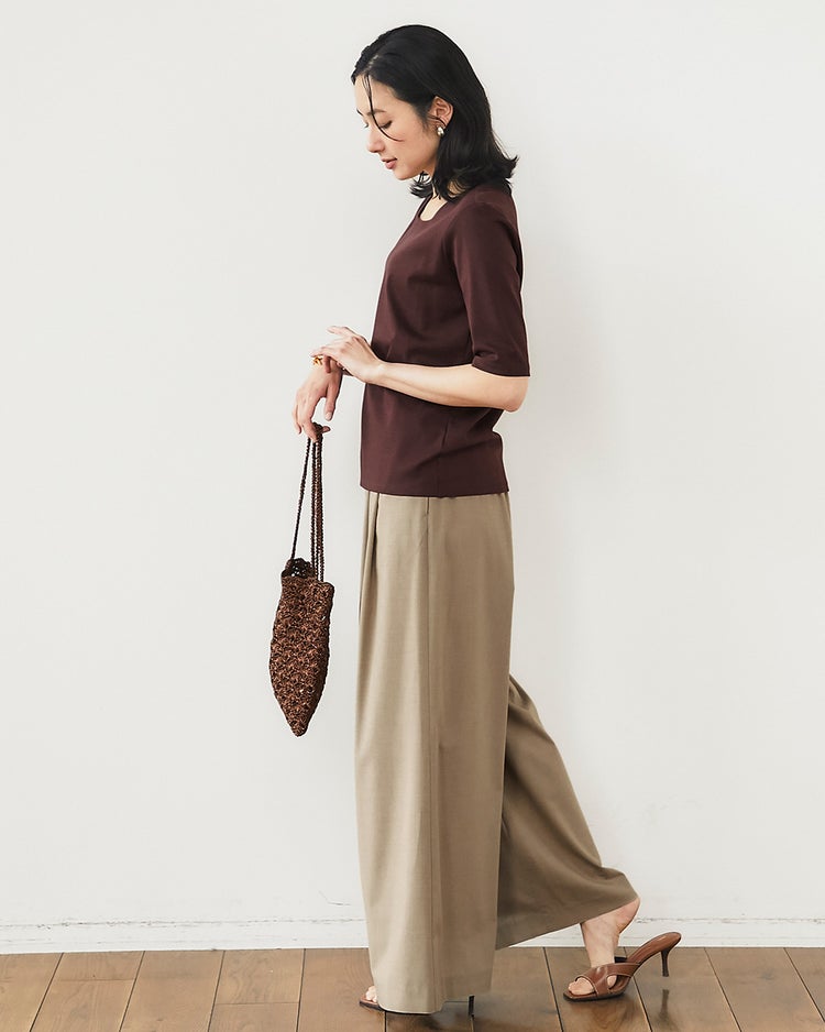 ジュエルネックN／5分袖・ドゥクラッセTシャツ 詳細画像 ダークブラウン 4