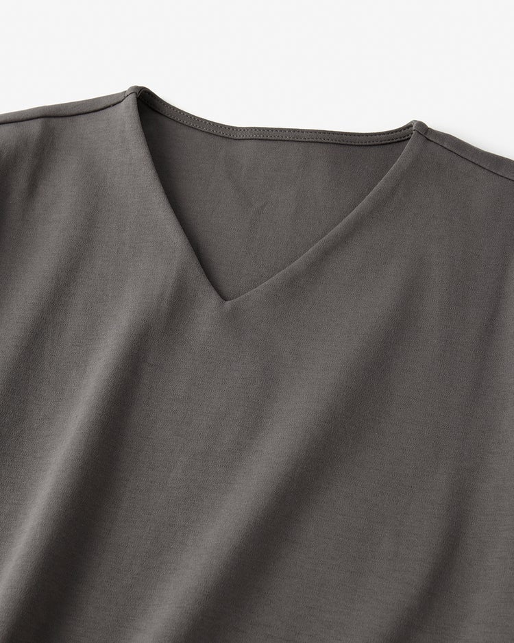 Vネック／5分袖・ドゥクラッセTシャツ 詳細画像 チャコール 3