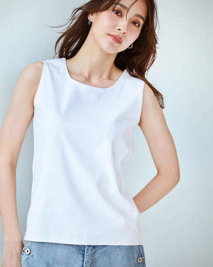 ハイネック／ノースリーブ・ドゥクラッセTシャツ 詳細画像 ホワイト 1