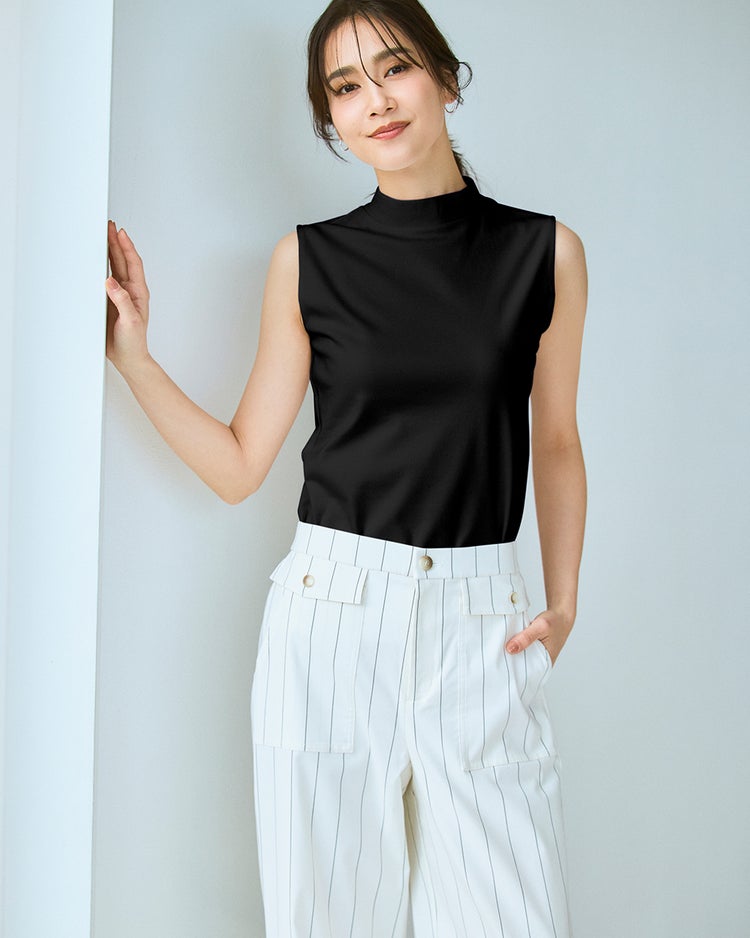 ハイネック／ノースリーブ・ドゥクラッセTシャツ 詳細画像 ブラック 1