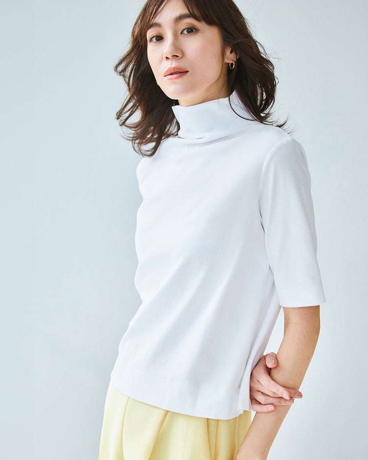 ファネルネック／５分袖・DoT 詳細画像 ホワイト 1