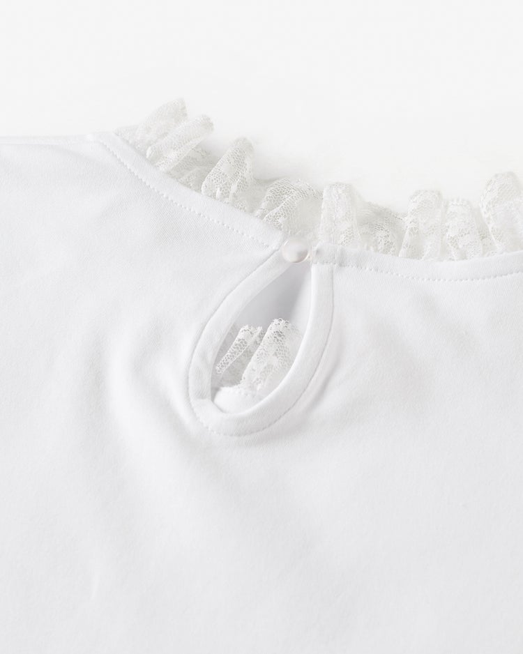レースネック＆スリーブ／半袖・ドゥクラッセTシャツ 詳細画像 ホワイト 3