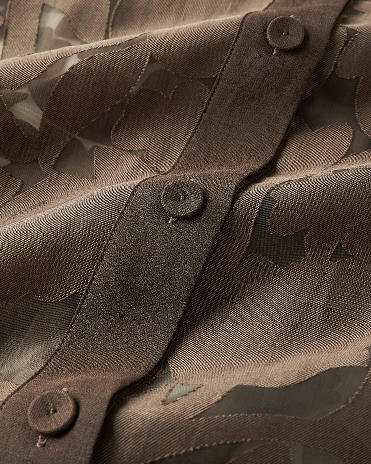 シアーオパール・半袖ブラウス 詳細画像 ダークブラウン 4