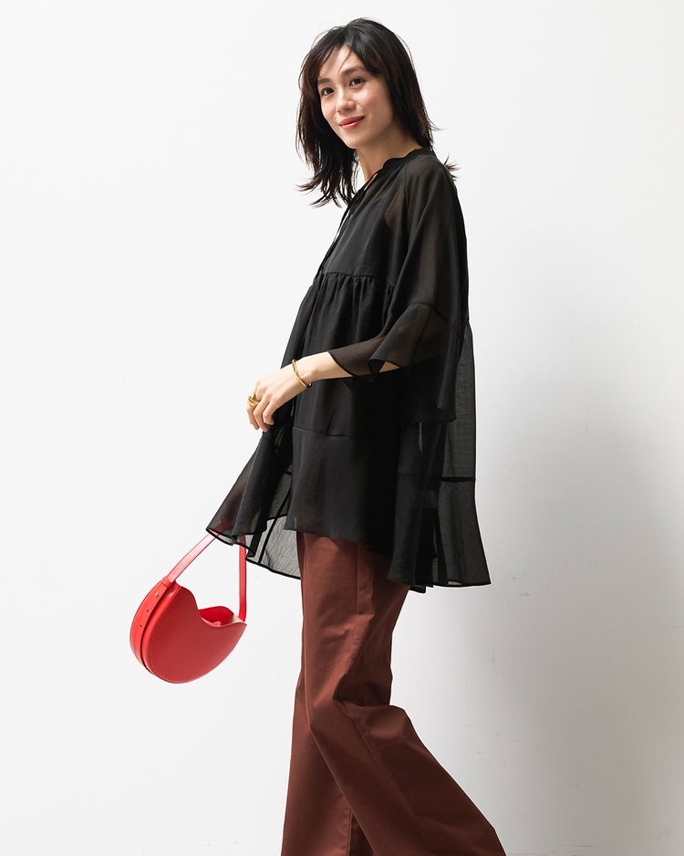 ニュアンスシアー・フレアスリーブブラウス 詳細画像 ブラック 2