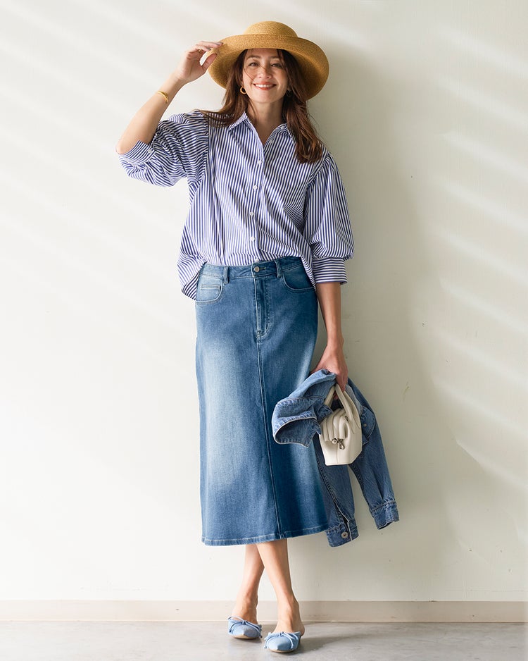 エアフレックスデニム・スカート／73cm 詳細画像 ライトインディゴ 1