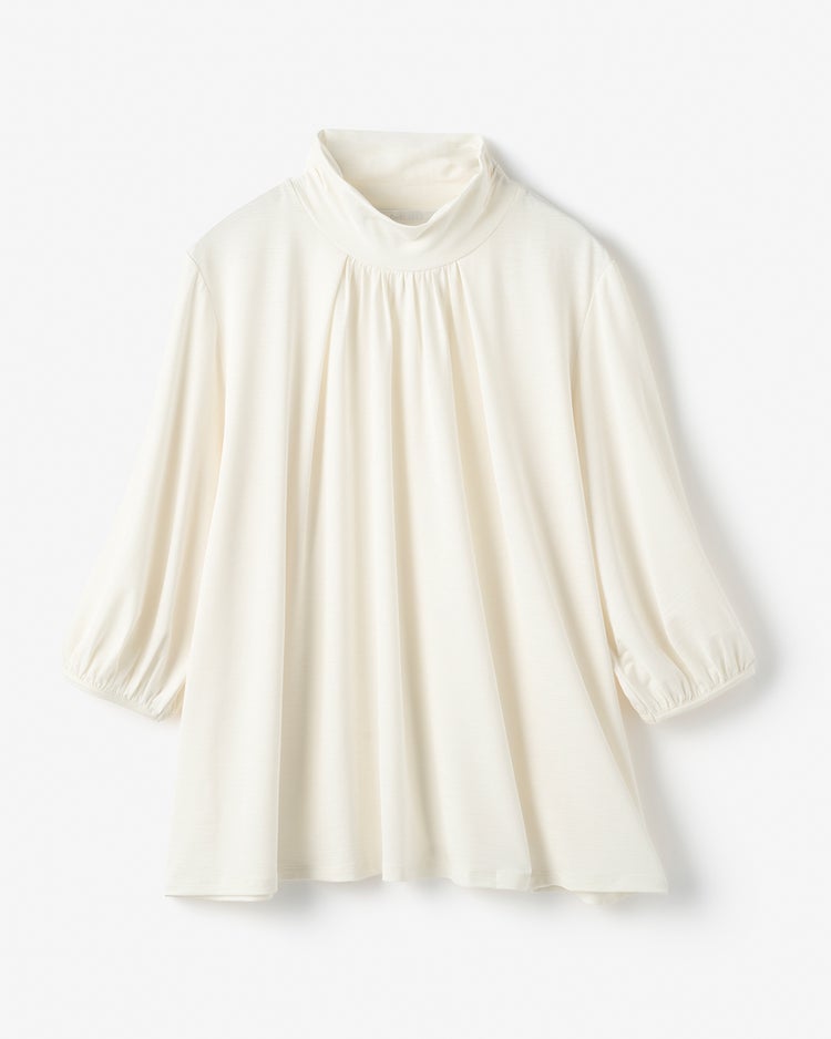 UVスラブ・フレアハイネック／5分袖 詳細画像 オフホワイト 2