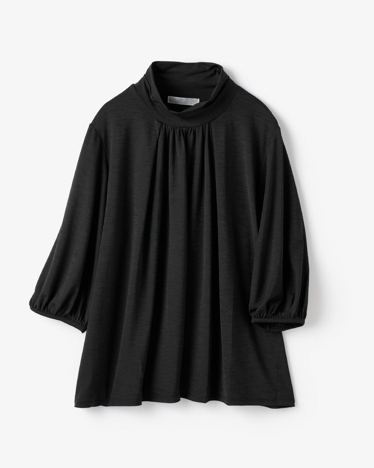 UVスラブ・フレアハイネック／5分袖 詳細画像 ブラック 2