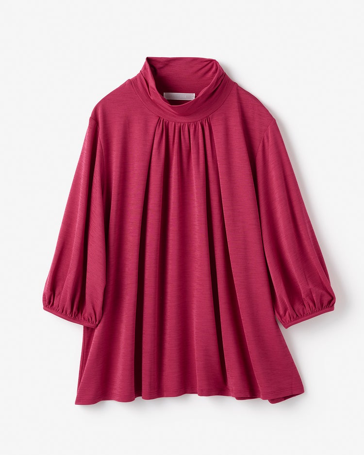 UVスラブ・フレアハイネック／5分袖 詳細画像 マゼンタ 2