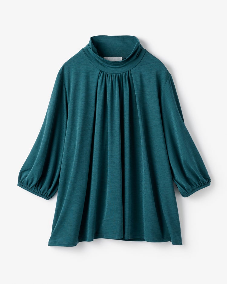 UVスラブ・フレアハイネック／5分袖 詳細画像 ブルーグリーン 2