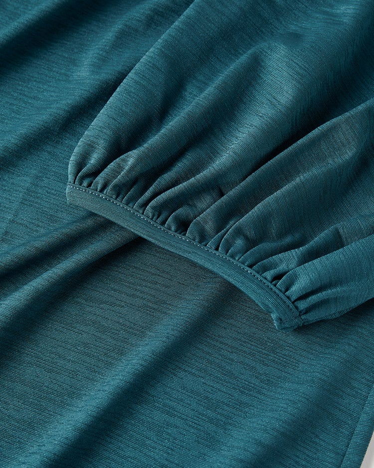 UVスラブ・フレアハイネック／5分袖 詳細画像 ブルーグリーン 3