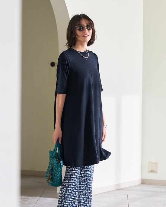 UVスラブ・フレアチュニック／5分袖