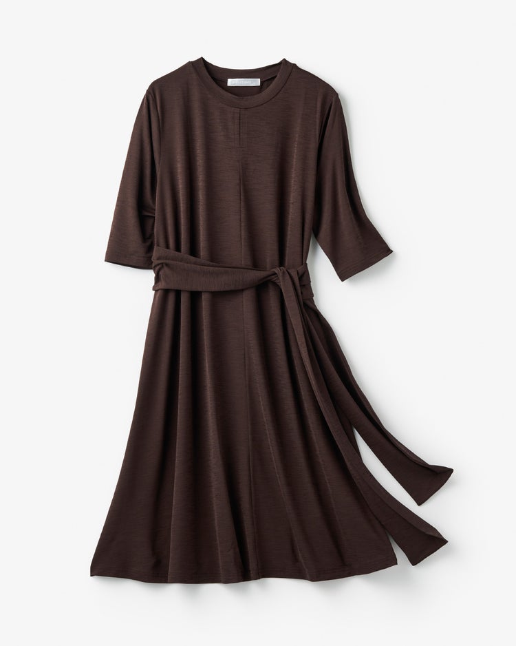 UVスラブ・フレアチュニック／5分袖 詳細画像 ダークブラウン 2