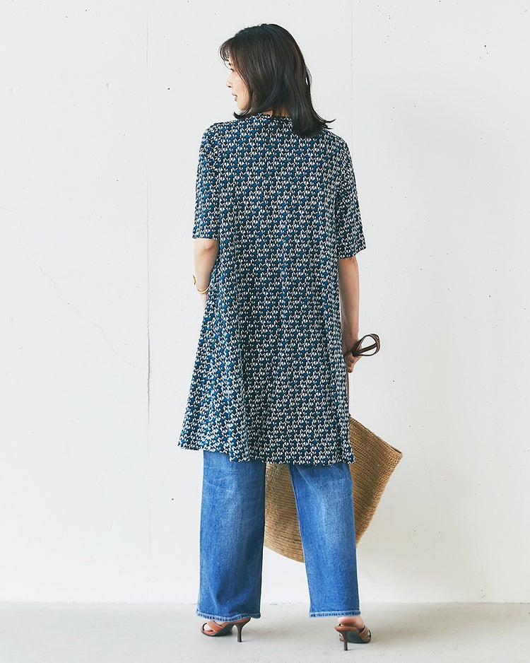 UVスラブ・フレアチュニック／5分袖 詳細画像 スモールパターン 3