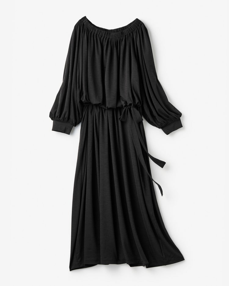 UVスラブ・ギャザーネックワンピース／普通丈 詳細画像 ブラック 1