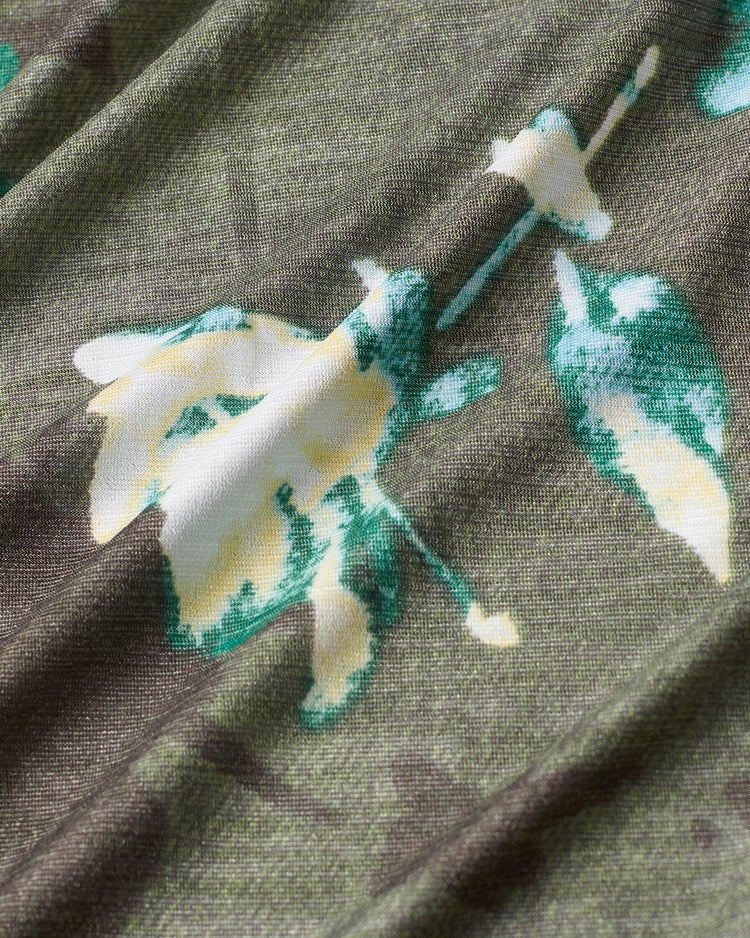 UVスラブ・ギャザーネックワンピース／普通丈 詳細画像 グレー&times;グリーン 2