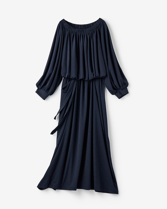 UVスラブ・ギャザーネックワンピース／長め丈