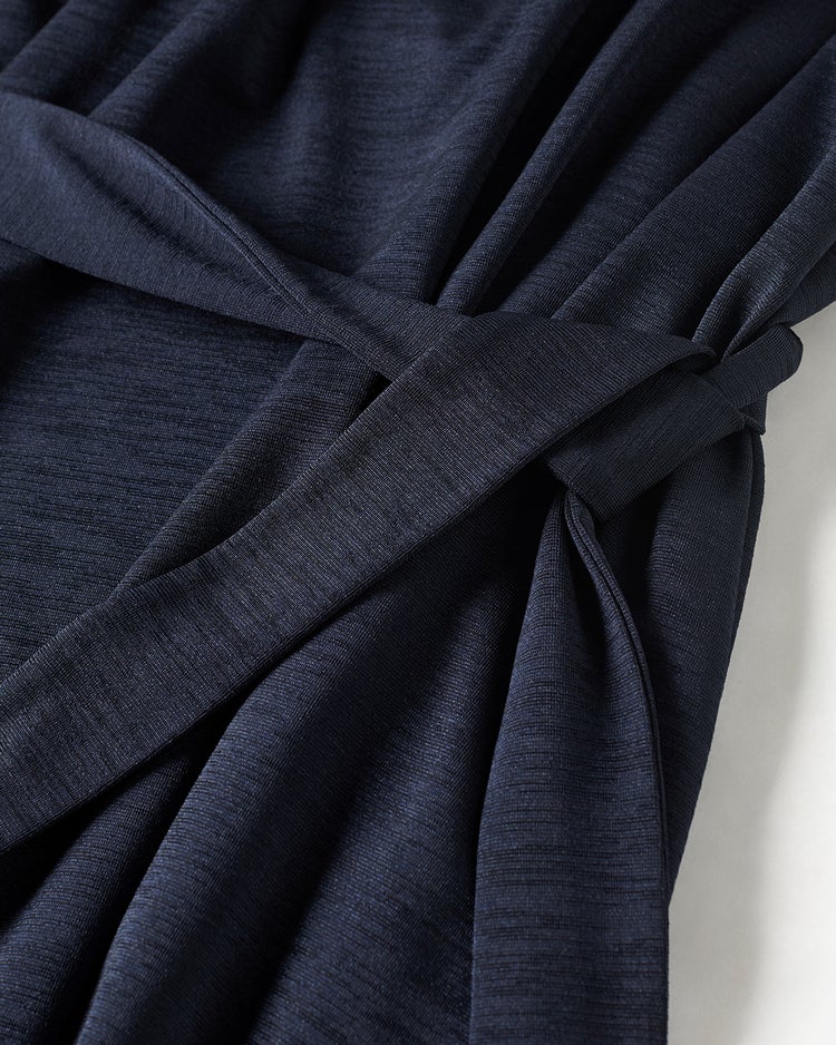 UVスラブ・ギャザーネックワンピース／長め丈 詳細画像 ネイビー 2