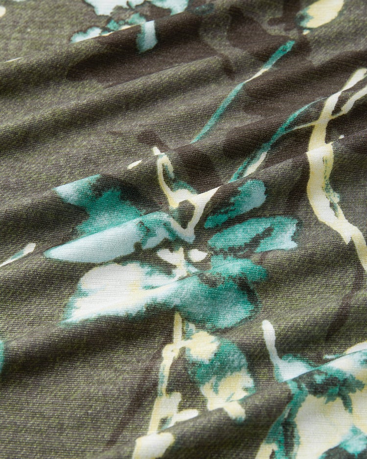 UVスラブ・ギャザーネックワンピース／長め丈 詳細画像 グレー&times;グリーン 3