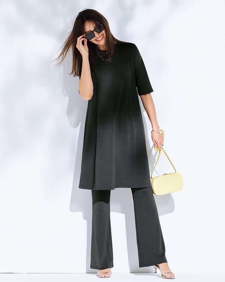 UVスラブ・セミフレアパンツ／66cm 詳細画像 チャコール 1