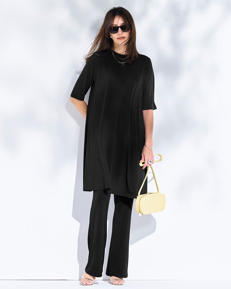 UVスラブ・セミフレアパンツ／66cm 詳細画像 ブラック 1