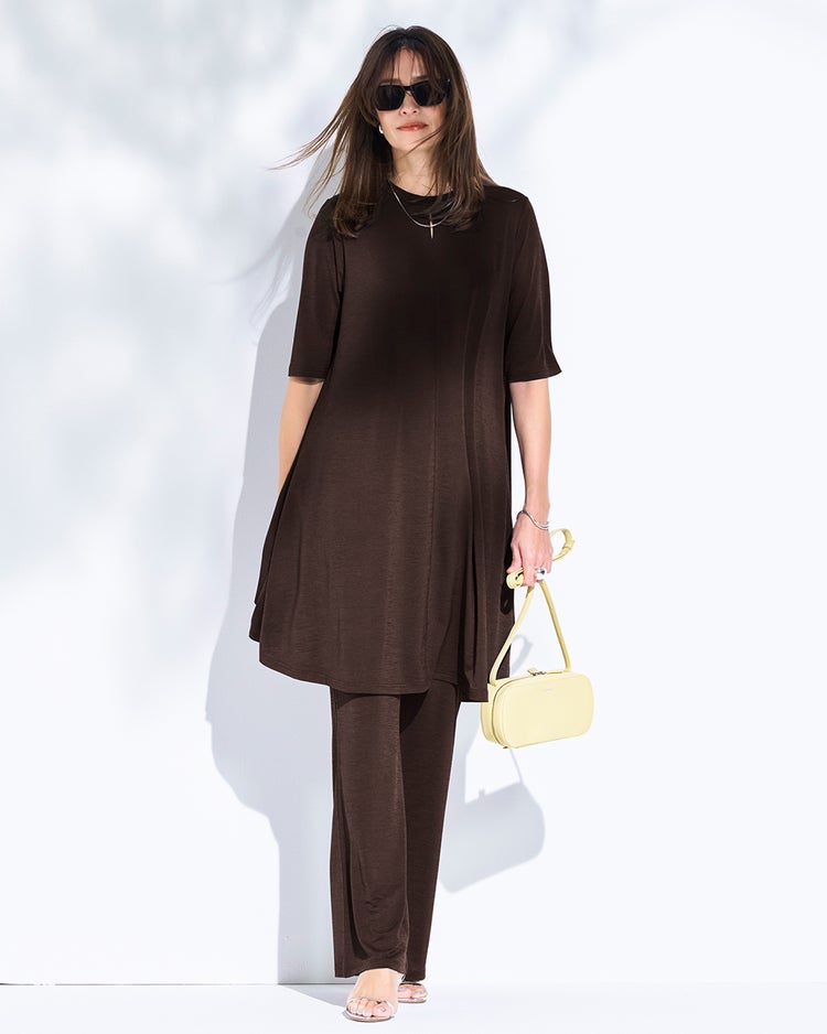 UVスラブ・セミフレアパンツ／66cm 詳細画像 ダークブラウン 1