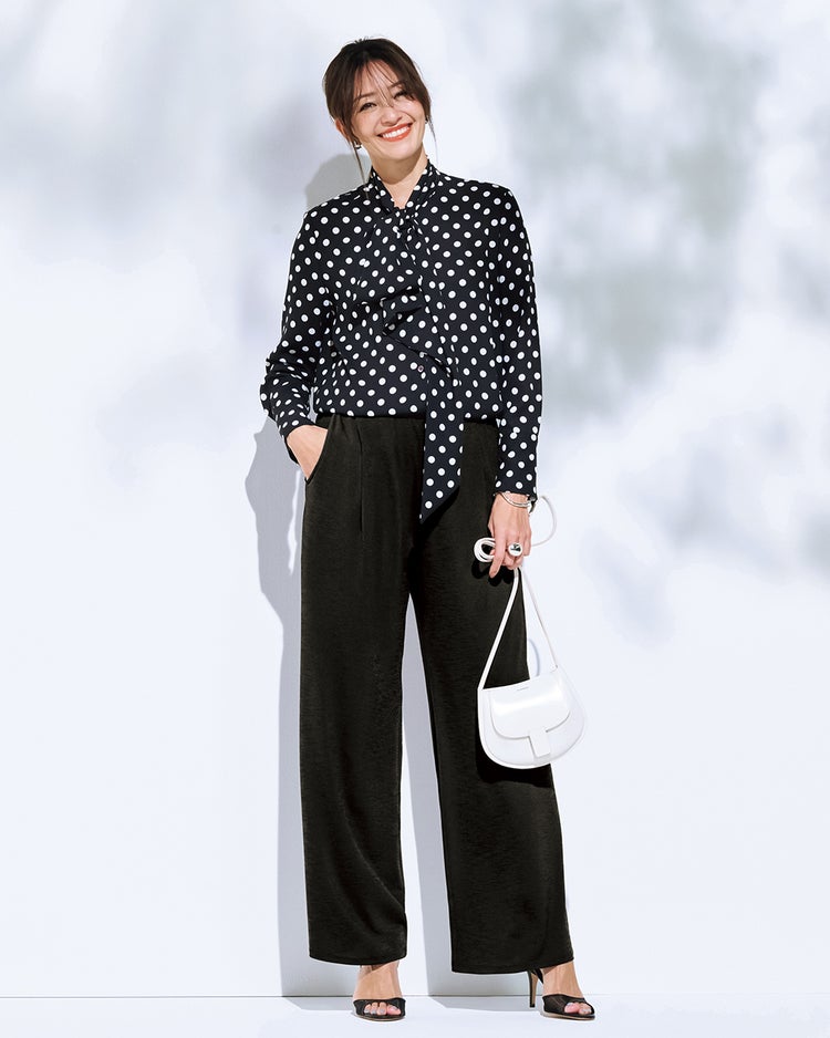 UVスラブ・セミワイドパンツ／ 72cm 詳細画像 ブラック 1