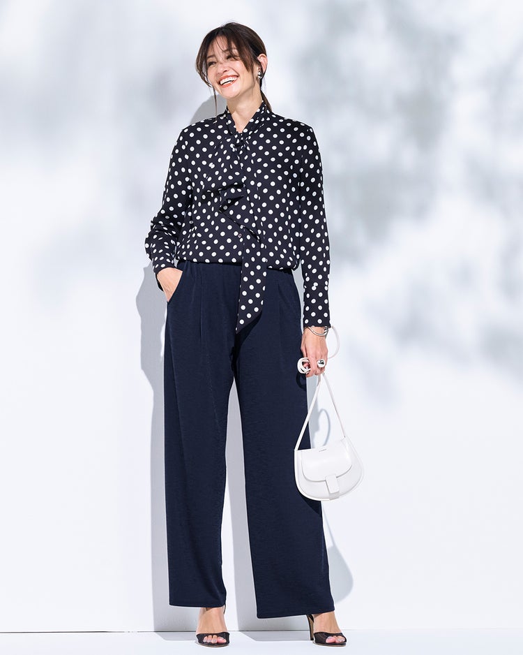 UVスラブ・セミワイドパンツ／ 72cm 詳細画像 ネイビー 1