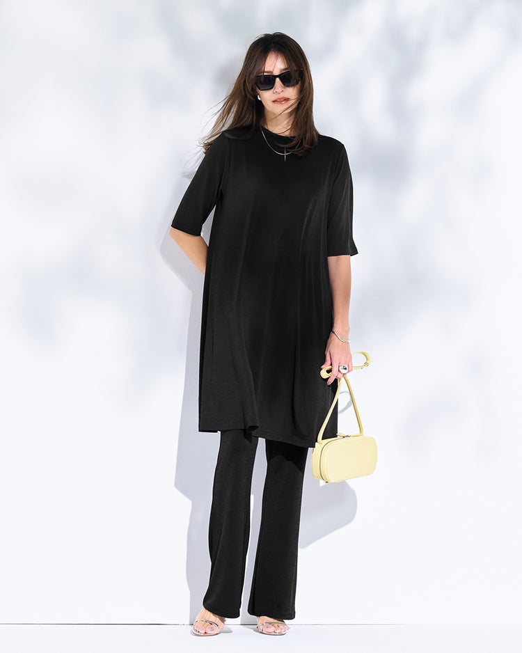 UVスラブ・セミフレアパンツ／63cm 詳細画像 ブラック 1