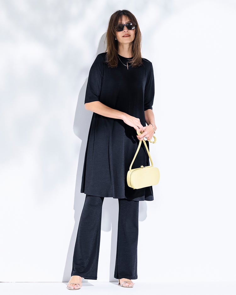 UVスラブ・セミフレアパンツ／63cm 詳細画像 ネイビー 1