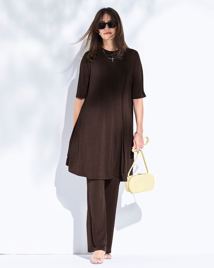 UVスラブ・セミフレアパンツ／63cm 詳細画像 ダークブラウン 1