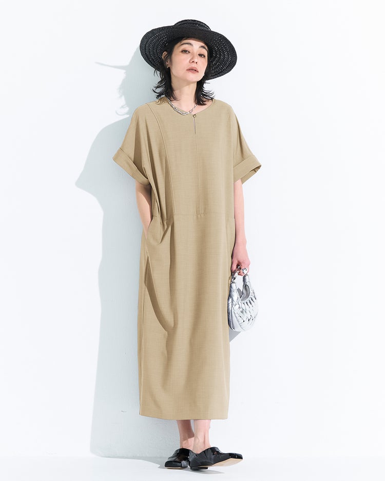 ドライストレッチ・サックワンピース 詳細画像 ベージュ 1