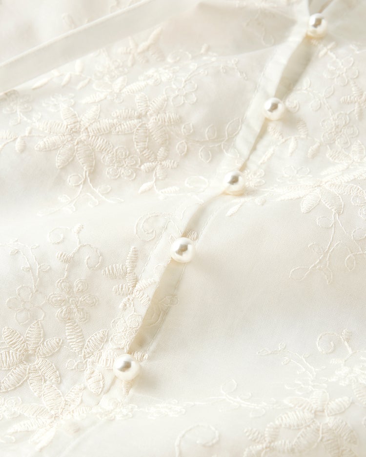 フラワー刺繍・スカラップブラウス 詳細画像 アイボリー 5