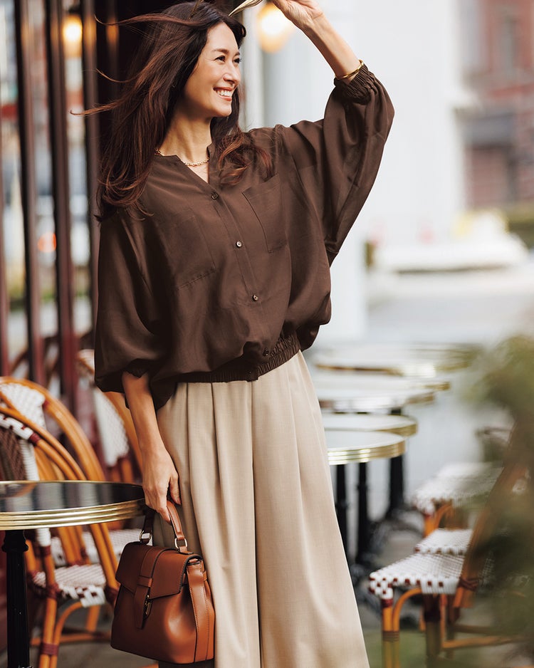 シアーシャツ・リブタンクセット 詳細画像 ダークブラウン 1