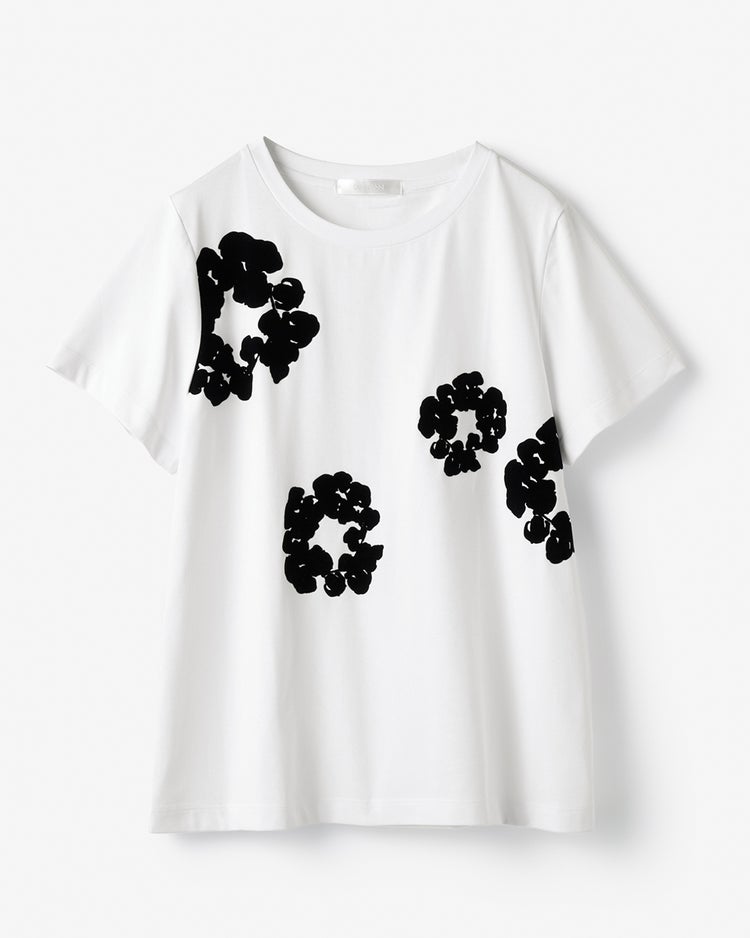 フロッキープリント・デザインTシャツ 詳細画像 ホワイトｘブラック 2