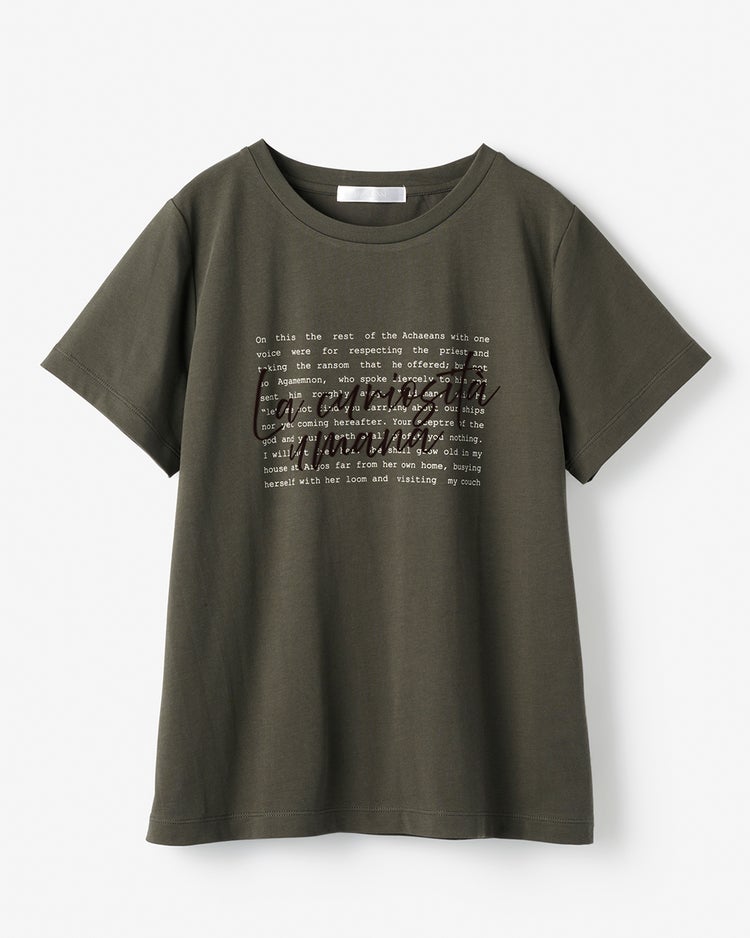 フロッキープリント・デザインTシャツ 詳細画像 カーキ 2
