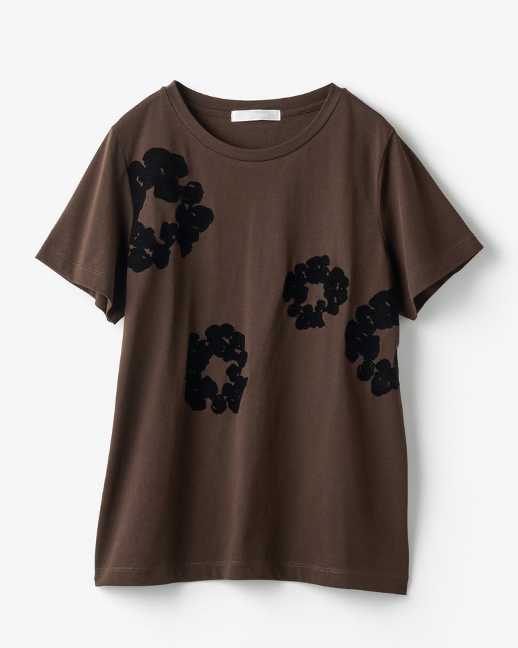 フロッキープリント・デザインTシャツ 詳細画像 ダークブラウン 2