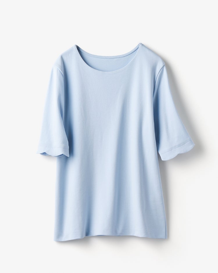 クルーネック／スカラップ袖・ドゥクラッセTシャツ 詳細画像 ペールブルー 2