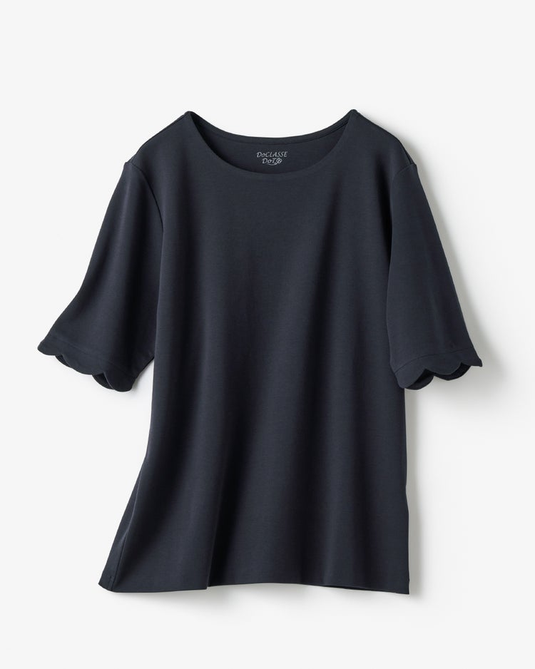 クルーネック／スカラップ袖・ドゥクラッセTシャツ 詳細画像 ミッドナイトブルー 4