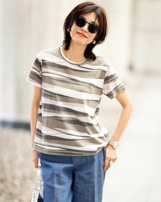 綿スラブ・総柄Tシャツ