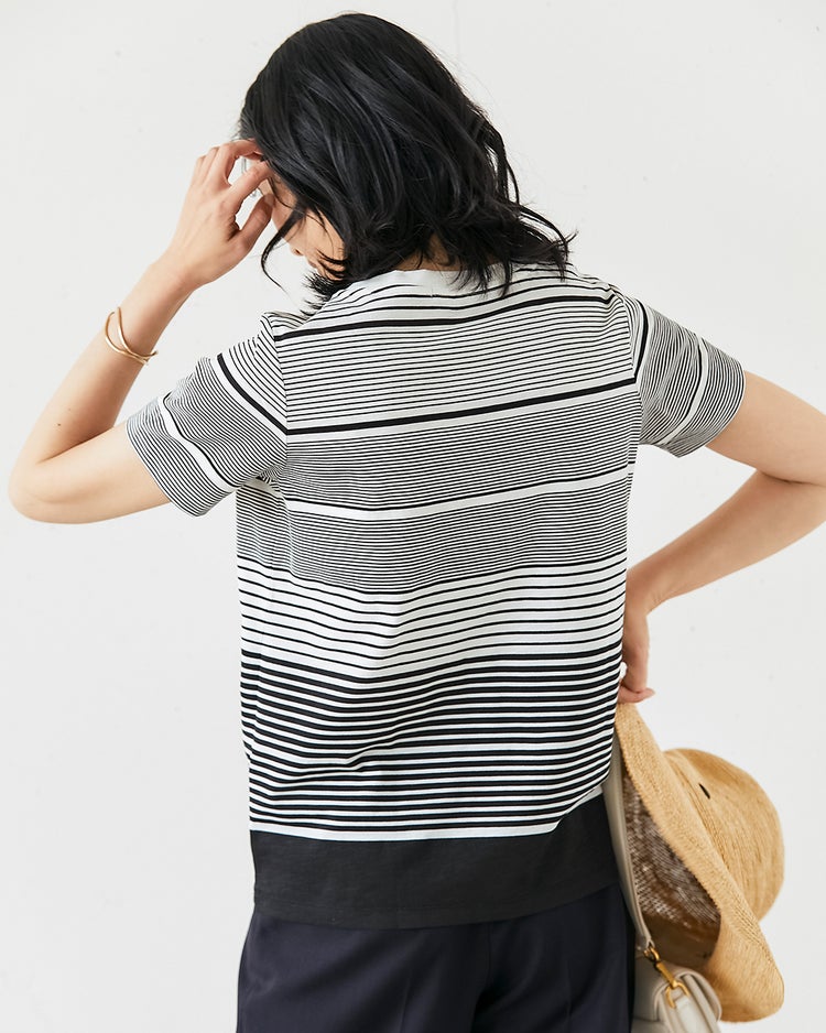 綿スラブ・総柄Tシャツ 詳細画像 ブラック&times;ホワイト 2