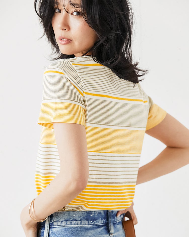 綿スラブ・総柄Tシャツ 詳細画像 イエローパターン 2