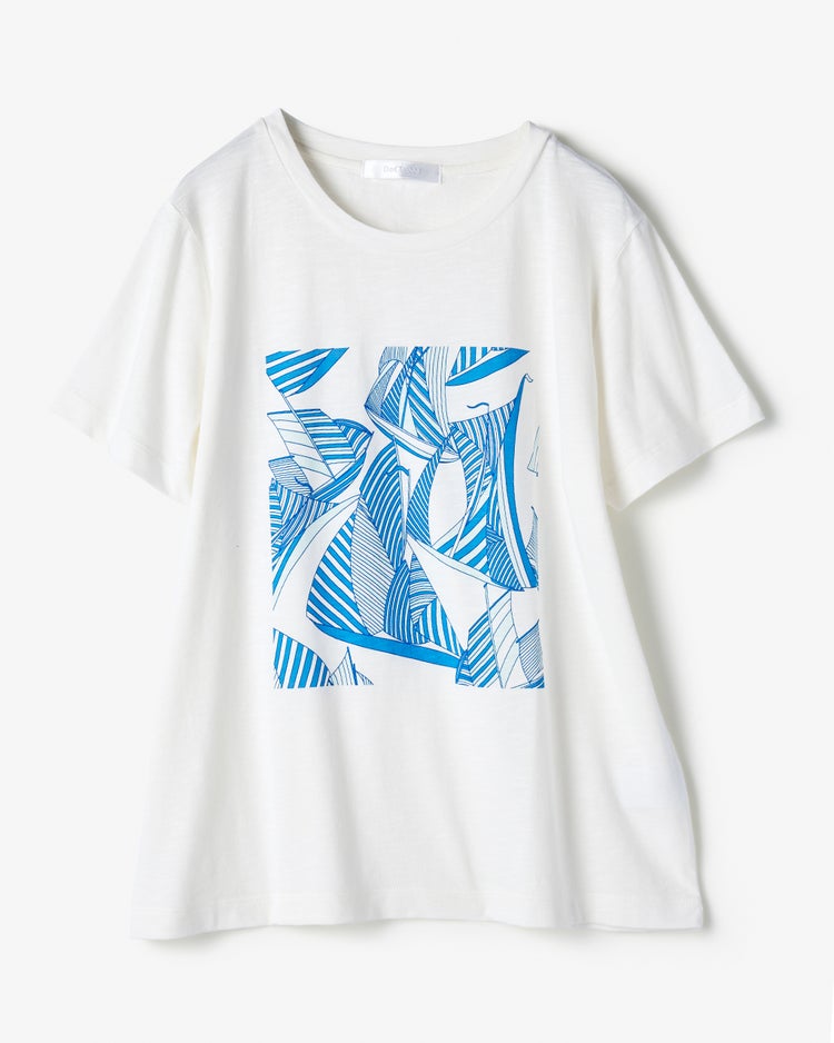 綿スラブ・総柄Tシャツ 詳細画像 サックス・パターン 2