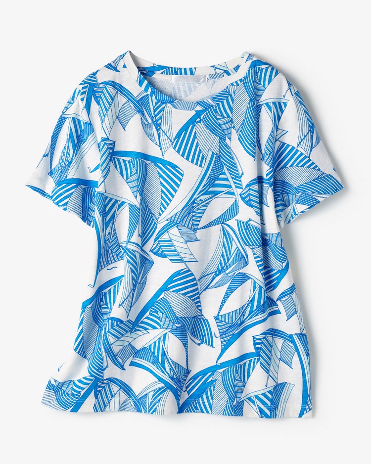 綿スラブ・総柄Tシャツ 詳細画像 サックス 2