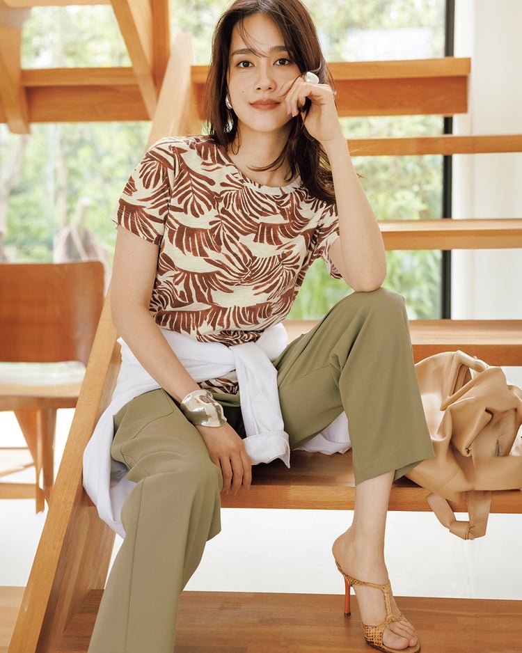 綿スラブ・総柄Tシャツ 詳細画像 サマーブラウン 1