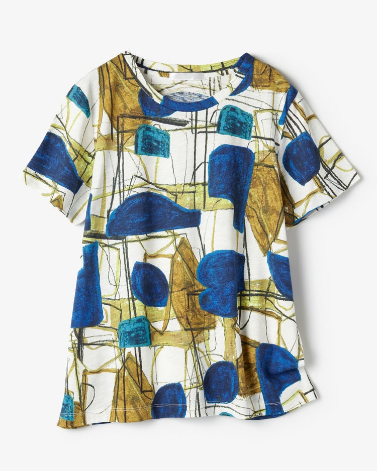 綿スラブ・総柄Tシャツ 詳細画像 ブルーマルチ 2
