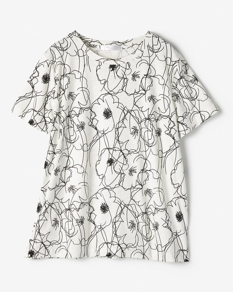綿スラブ・総柄Tシャツ 詳細画像 フラワー 1
