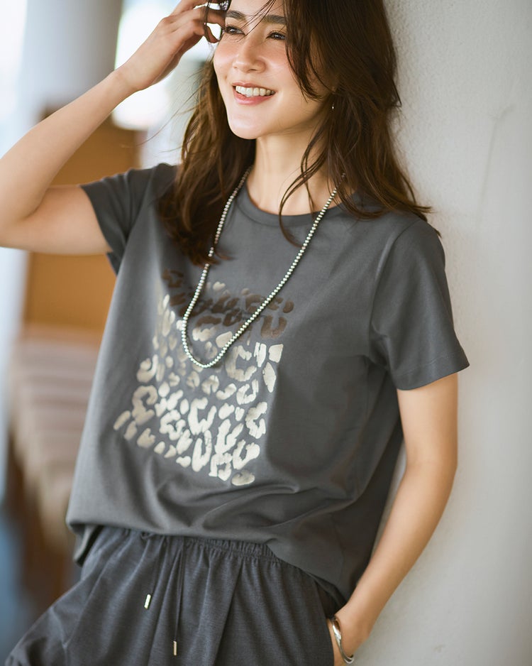 コットン混・グラフィックTシャツ 詳細画像 チャコールパターン 1