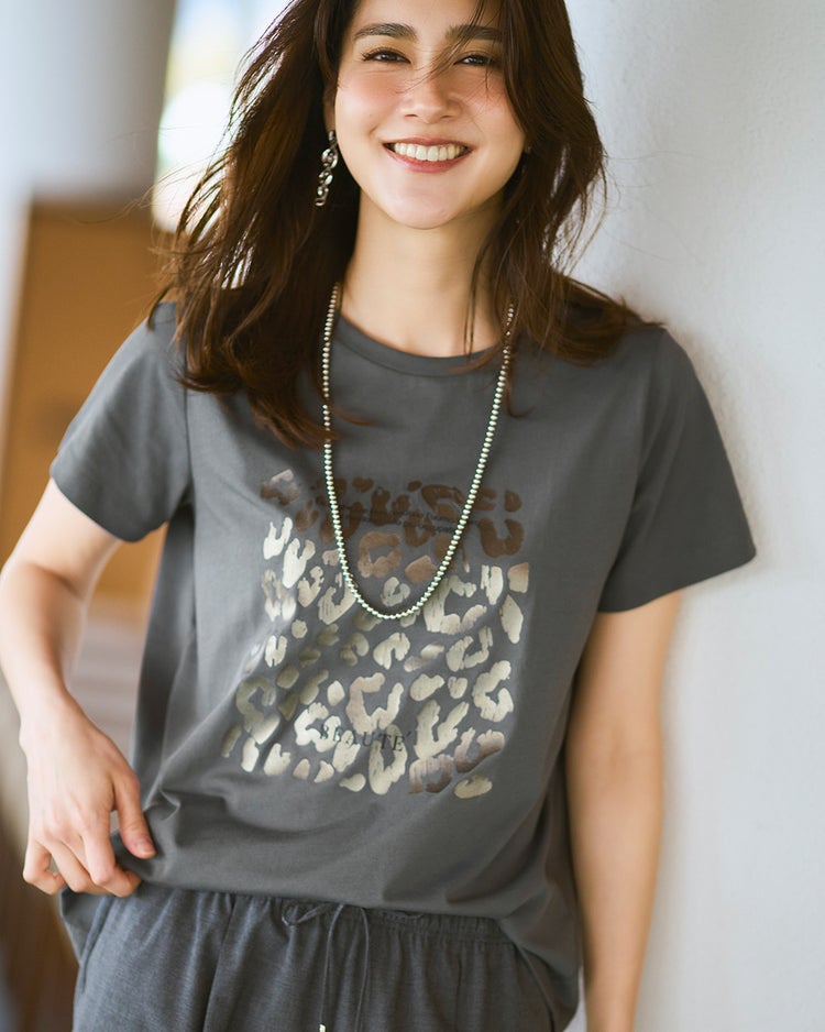 コットン混・グラフィックTシャツ 詳細画像 チャコールパターン 2