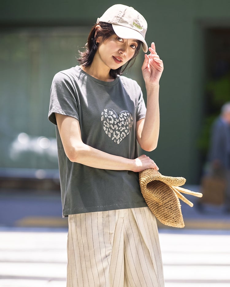 コットン混・グラフィックTシャツ 詳細画像 チャコールミックス 1